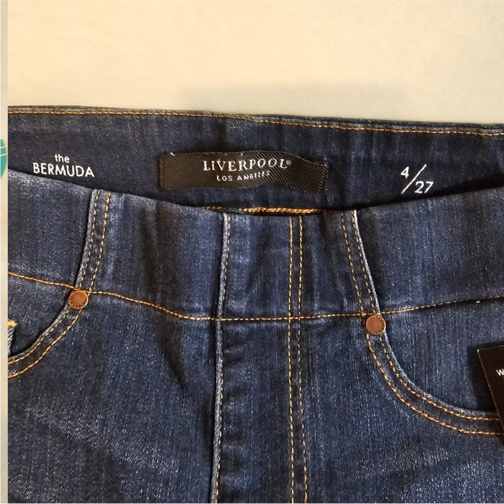 Liverpool Los Angeles The Bermuda Denim Shorts Size 4/27 - Picture 3 of 7